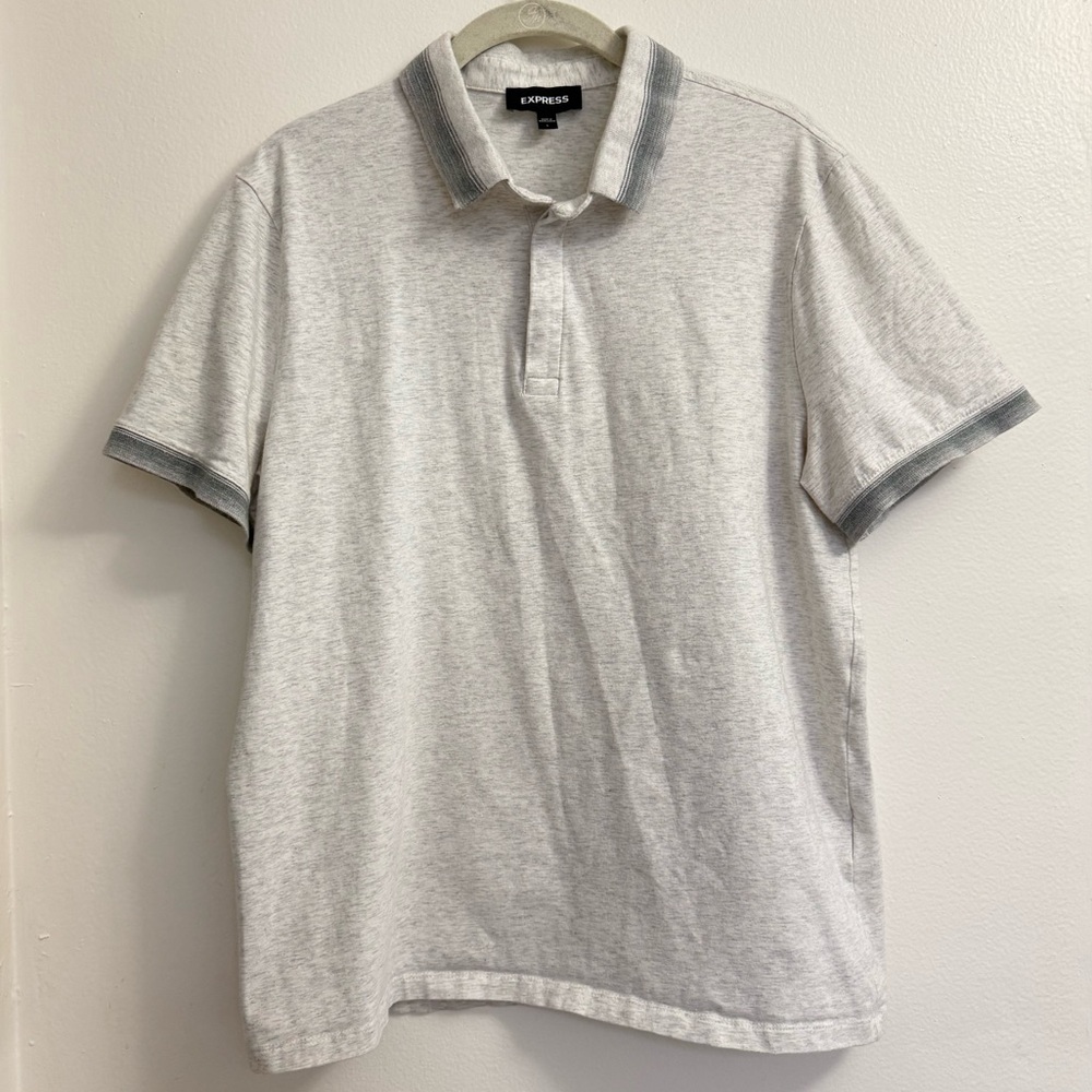 Express Men's Light Gray Polo Shirt